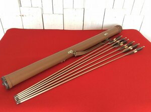 [ archery ./ budo tool / aluminium. metal arrow /6ps.@/ leather. arrow tube ] duralumin bow bamboo bow contest sport . bow archery 