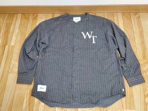 即売　WTAPS ダブルタップス 22SS 221TQDT-SHM01 LEAGUE/LS/COTTON.FLANNEL.STRIPE リーグ ロングスリーブ ベースボールシャツ ストライプ