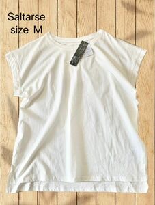 未使用 タグ付き レディース トップス Tシャツ カットソー ノースリーブ フレンチスリーブ コットン100 ホワイト Mサイズ