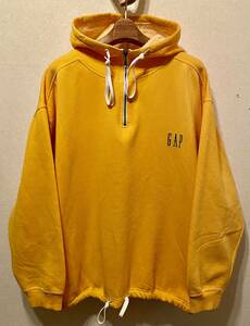  rare half Zip USA made 90s Old GAP parka L big Silhouette Mf-ti- yellow sweat ground sweat pants American made pull over 90 period OLD Vintage 