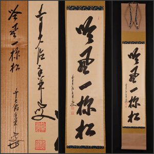 【模写】吉】10684 大橋香林 書「吟風一様松」 共箱 臨済宗大徳寺派 塔頭興臨院 岐阜県の人 仏教 茶掛け 茶道具 禅語 掛軸 掛け軸 骨董品