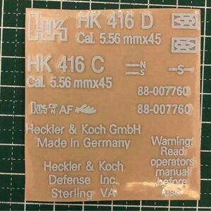 エアガン等にちょうど良いサイズのメタルステッカー H&K416 ロゴステッカー M4 アサルトライフル 電動ガン ガスガン 対応