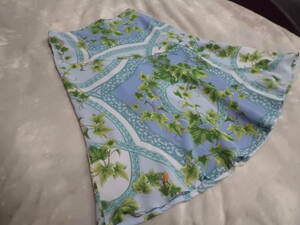  beautiful goods LA JOCONDE light blue series leaf bandana pattern chiffon mi leak height flared skirt L outside fixed form 250 jpy shipping including in a package OK