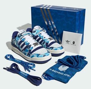 BAPE × FORUM 84 LOW "30TH ANNIVERSARY BLUE CAMO" ID4772 （フットウェアホワイト/サプライヤーカラー/オフホワイト）