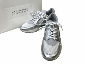 (D) MACKINTOSH PHILOSOPHY マッキントッシュフィロソフィー メタリック スニーカー 22.5 シルバー シューズ (ma)