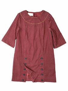 (D) LAURA ASHLEY ローラアシュレイ コーデュロイ ワンピース 2 レッド系 (ma)