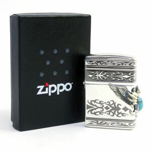 165s 【未使用】Zippo ジッポー アーマー ストーンウイング メタル ターコイズ オイルライター