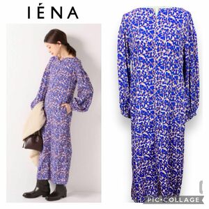 【極美品】IENA イエナ 花柄　ドロップショルダー　ロングワンピース　ボートネック　38