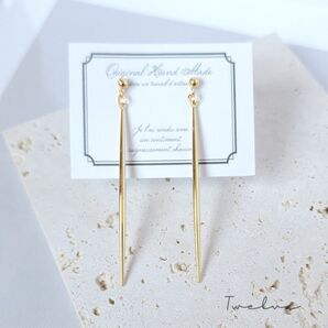 【1】スイライロングピアス50mm スティックピアス ゴールド