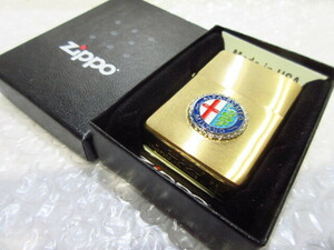 [Spiral] Alpha Romeo Zippo brass Zippo lighter / Gold [type3] new goods /ALFA-ROMEO/ Large emblem /