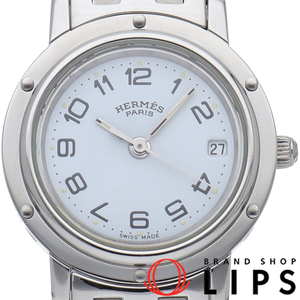 エルメス クリッパー レディース時計 CL4.210 箱 保証書 SS レディース時計 ホワイト 仕上げ済 美品 中古