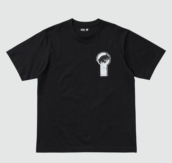 【未使用】ユニクロ 名探偵コナン 半袖 Tシャツ コラボ L ブラック 鍵穴 コナン＆決め台詞