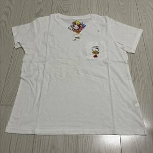 未使用●UNIQLO×Hello Kitty コラボ レーション/ハロー キティ ちゃん Tシャツ/半袖/ユニクロ/白/Lサイズ/トップス/ホワイト ★1087-4