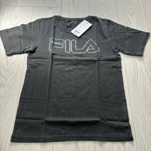 未使用●FILA フィラ 半袖 Tシャツ/ブラック/黒/綿100%/160cm/トップス/ロゴ/ブランド/子供服/子ども 服/キッズ/キッズ 服/半袖Ｔ★1093-4