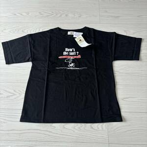 未使用●SNOOPY スヌーピー/プリント ゆる Tシャツ/GD1/LLサイズ/半袖/サーフボード/ブラック/黒/ピーナツ/PEANUTS/ピーナッツ ★1097-4