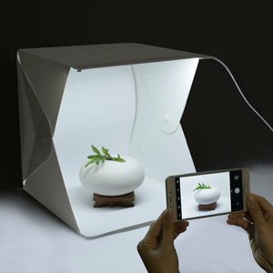  sending 300 jpy *LED light installing / photographing box small size 22.6*23*24 cm photographing kit simple Studio assembly type 20 piece photographing for lighting folding portable V