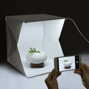  sending 300 jpy *LED light installing / photographing box small size 22.6*23*24 cm photographing kit simple Studio assembly type 20 piece photographing for lighting folding portable ^