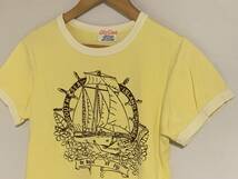 80's City Clab ALOHA CENTRE リンガーTシャツ 染み込み レモンイエロー色 アメリカ製 ビンテージ VINTAGE アメカジ 古着 USED USA_画像1