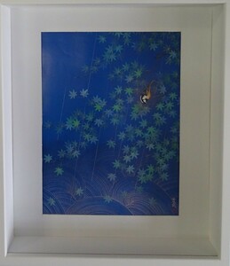 Art hand Auction Artista: Ishiodori Tatsuya Título: Lluvia sobre pájaros Técnica: Pintura japonesa (reproducción), Cuadro, pintura japonesa, Flores y pájaros, Fauna silvestre