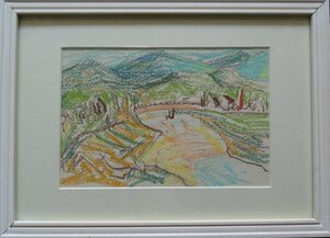 Art hand Auction Artiste : Saku Sakasaku Titre : Paysage avec un pont Technique : Aquarelle NO-R6-4-2.5, Peinture, aquarelle, Nature, Peinture de paysage