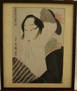 Art hand Auction Artista: Chokosai Eisho Título: Ukiyo-e (Ukiyo-e Shuka) Técnica: Grabado en madera (reproducción) (A1-HIO-R4-6-17-25.8), Cuadro, Ukiyo-e, Huellas dactilares, Retrato de una mujer hermosa