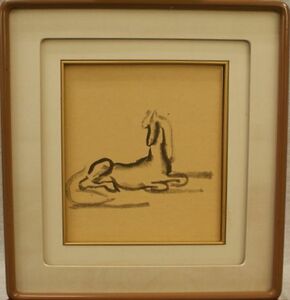 Art hand Auction Artista: Hanjiro Sakamoto Título: Caballo Técnica: Pintura Shikishi (réplica) (A1-R4-6-16-18.5), Obra de arte, Cuadro, Pintura en tinta