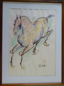 Art hand Auction Artiste : Dehiki Sakaguchi Titre : One Horse Technique : Aquarelle B1-ET-R4-9-4-68., Peinture, aquarelle, Peintures animalières