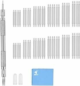 【JOREST】腕時計バネ棒外し工具、時計 ベルト交換 工具、取扱説明書（英語版）、56個（16-26mm）バネ