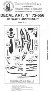 Tauro Decals, 72-556, Luftwaffe Post War Anniversary Tornade, F-104G