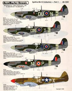 AeroMaster Decals, 48-123, Spitfire Mk. IX Collection, part 1