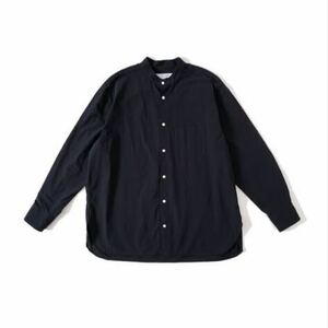 UNIVERSAL PRODUCTS　SEERSUCKER BAND COLLAR SHIRT ユニバーサルプロダクツ　シアサッカーシャツ　バンドカラー　長袖 ブラック　SIZE1 S