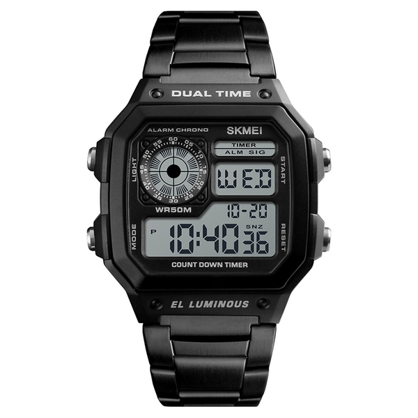 50m防水 デジタル腕時計 ステンレス スポーツ ブラック黒 CASIOカシオチプカシAE-1200WHDではありません