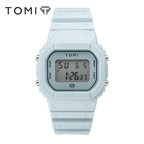 30m防水軽量シンプルデザイン スポーツウォッチ デジタル腕時計 メンズレディース くすみカラー スカイブルー水色 (G-shockではありません)