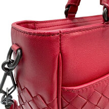 ボッテガヴェネタ BOTTEGAVENETA ショルダーバッグ ハンドバッグ イントレチャート レザー レッド z0935_画像6