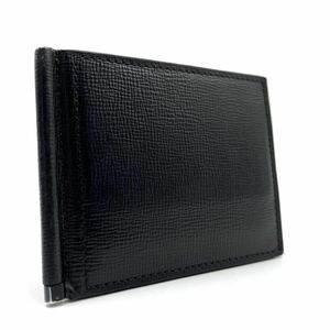 1 jpy [ regular goods * ultimate beautiful goods ]Valextravarek -stroke la money clip folding twice purse men's business Italy made car f leather V character cut black 