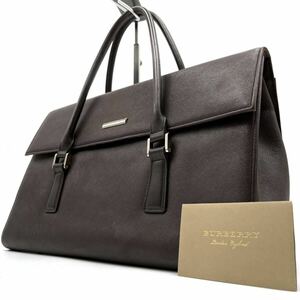 1円《 美品・正規品 》BURBERRY バーバリー ビジネスバッグ メンズ トートバッグ サフィアーノレザー フラップ ロゴプレート ノバチェック