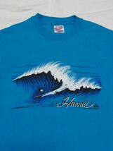 ☆美品・未着用☆ 80s USA製 ビンテージ HAWAII ハワイ サーフ Tシャツ sizeM ブルー ☆古着 デッドストック Hanes OLD スーベニア 70s 90s_画像2