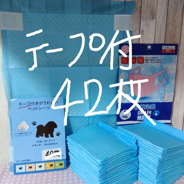 カテ変OK！新登場！ずれ防止シール付ペットシーツ42枚！超薄型レギュラーサイズ！