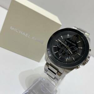 【中古】MICHAEL KORS マイケルコース ブレッケンクロノグラフクォーツ メンズウォッチ MK-8847 シルバー/ブラック 1円～