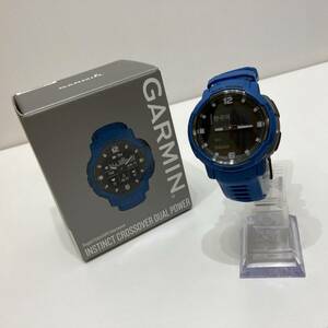 [ б/у ]GARMIN Garmin INSTINCT CROSSOVER DUAL POWER TIDAL BLUE GPS hybrid жесткость GPS часы 010-02730-42
