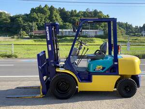 【W-0005】Komatsu　FG25C-14　forklift　2.5ｔ　1267ｈ　ガソリン式　ヒンジincluded　3Lever　フロントWTires　最大揚高3ｍ　茨城Prefecture