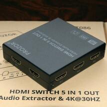 PROZOR HDMI切替器 音声分離機能　HDMI SWITCH 5 IN 1 OUT selector リモコン付き_画像3