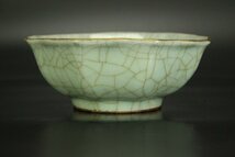 【銀閣】中国美術 彷官釉 碗 φ13.5cm 旧家蔵出(LC231)_画像2