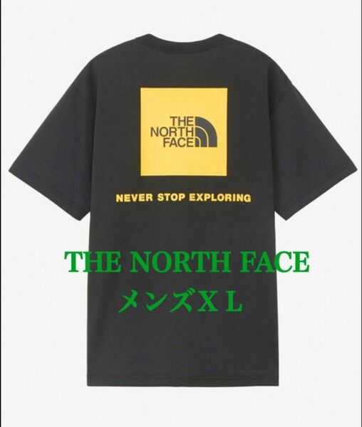 THE NORTH FACE ザノースフェイス ショートスリーブバックスクエアーロゴティー　ブラック×サミットゴールド　メンズXL