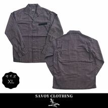 シャツ 長袖 メンズ ロカビリーファッション Lame Stripe Italian Shirts サイズXL ブランド SAVOY CLOTHING_画像1