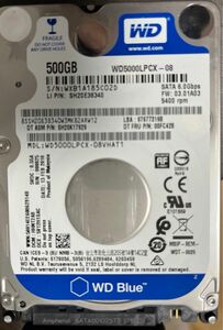 HDD ハードディスク SATA WD 正常　500GB