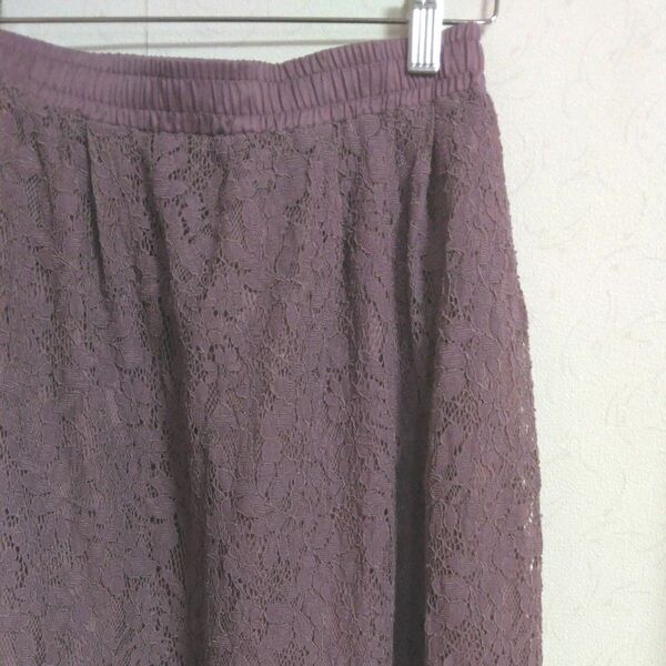 earth紫レースロングスカート　フリーサイズ