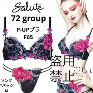 新品未使用 紙タグ無し Salute サルート 72 P-UPブラジャー F65 ＆ ソング M KO 紺