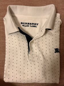 【Burberry】ぽろしゃつ 半袖ポロシャツ バーバリーブラックレーベル ホワイト　ドット柄
