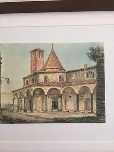 Art hand Auction 【イタリア製】風景画 絵柄30種展開 19世紀 イタリア絵画 トスカーナ 教会 中世 風景画 6 印刷物 木製額装35.5×26.8mm 絵柄違い有り, 絵画, 水彩, 自然, 風景画